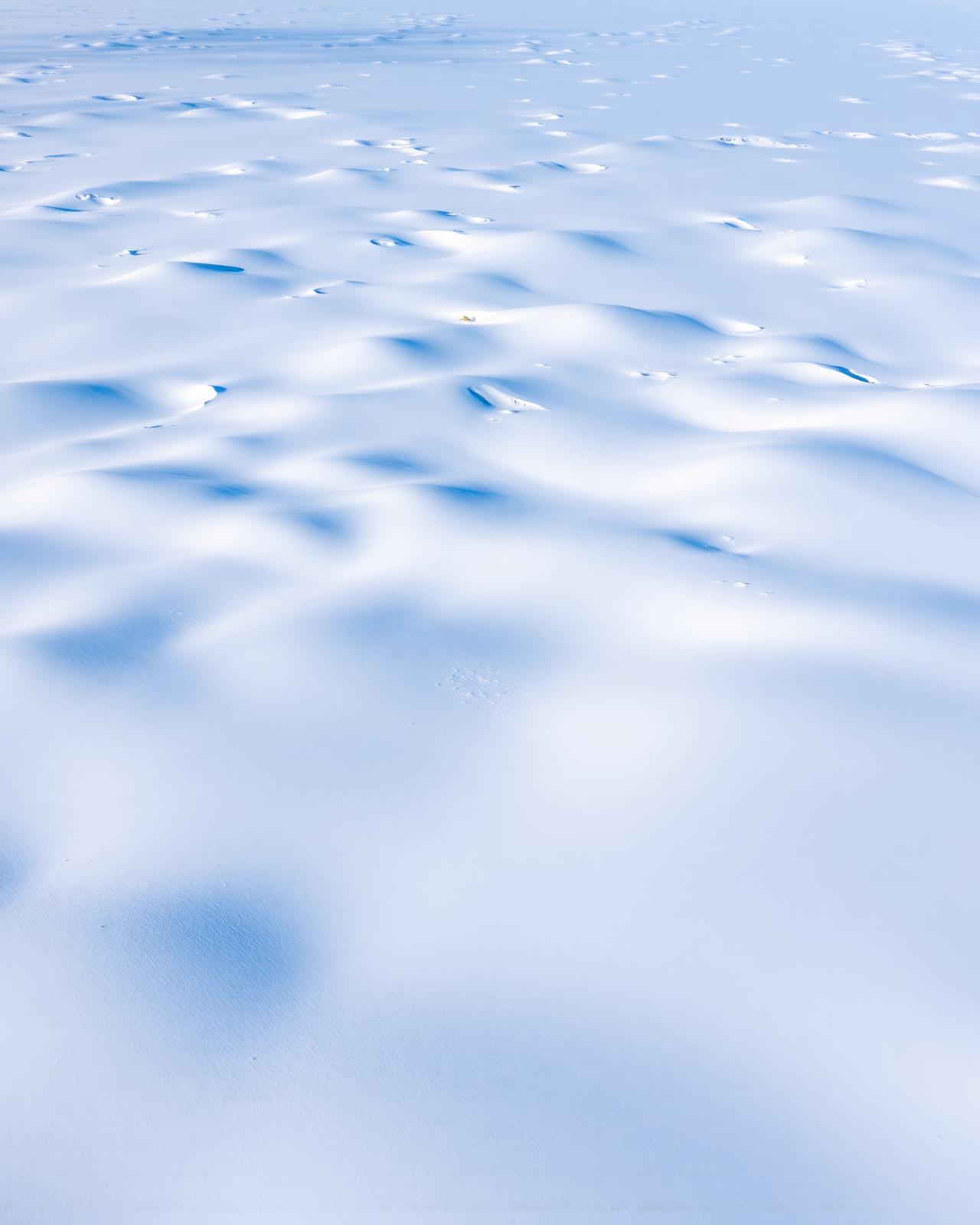 Untouched snow field aerial