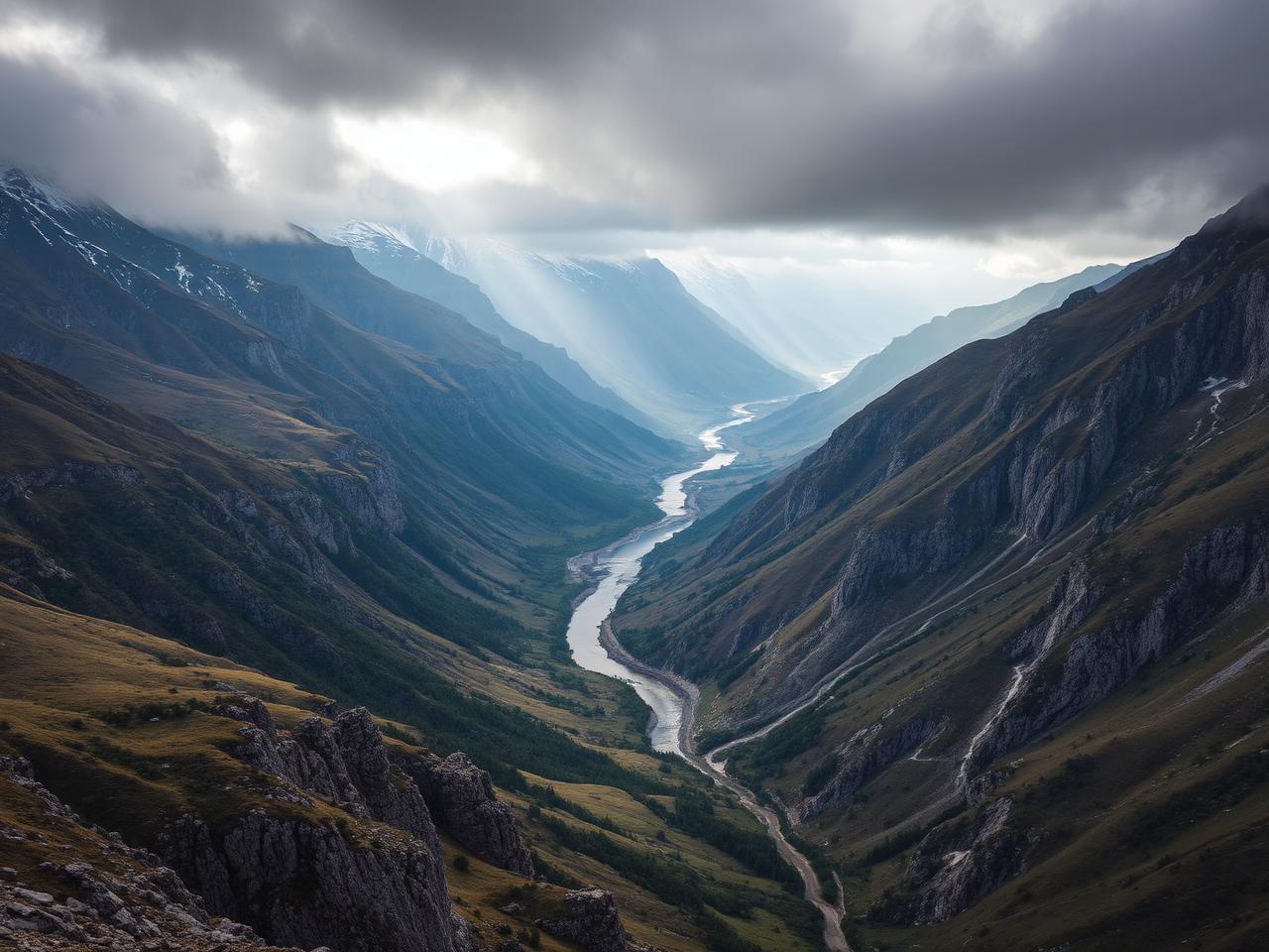 River winding through mountain valley